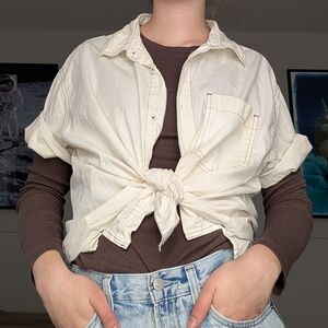 Urban Outfitters Cream Button-Down Shirt